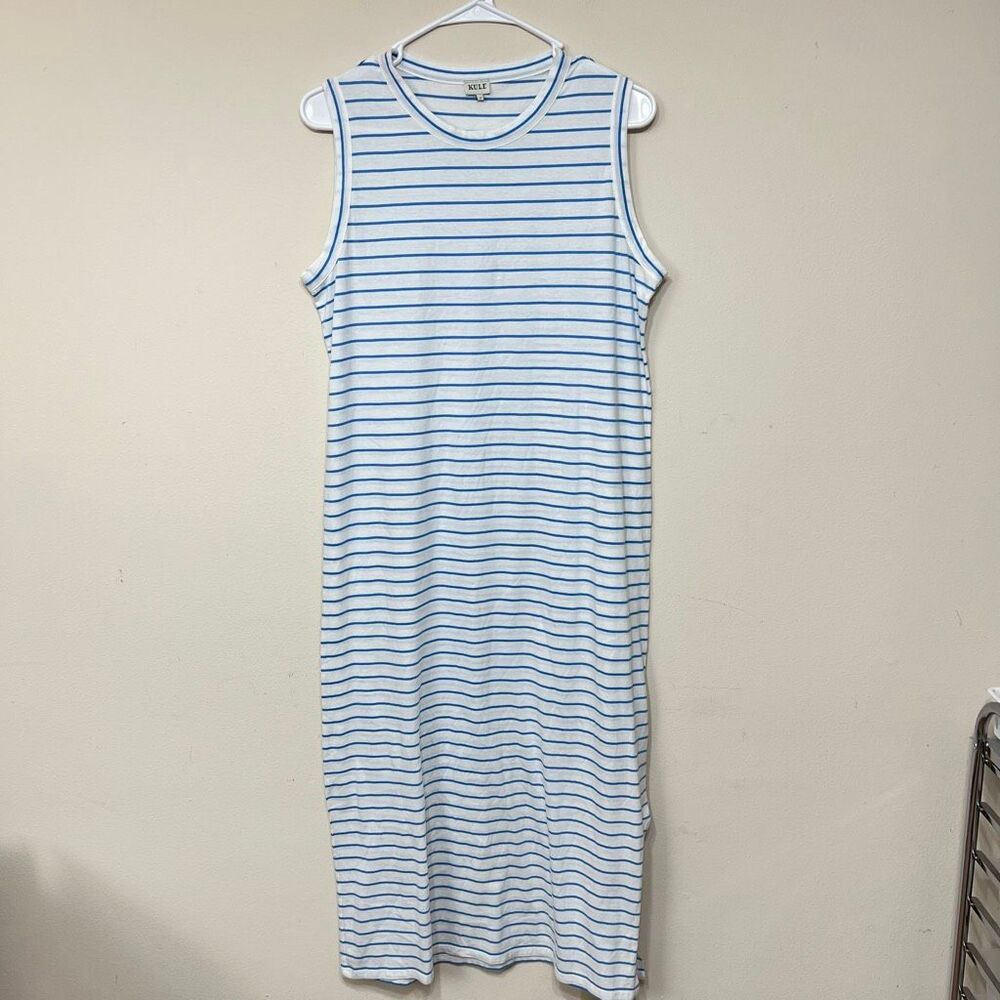 Kule Blue and White Striped Midi Dress Small